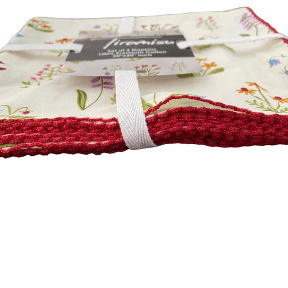 TIRAMISU Wild Flowers Spring Floral 100% Premium 20x20 Cotton Napkins NEW - Picture 7 of 8